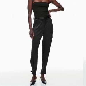 Babaton refined satin cargo pants size 6 black